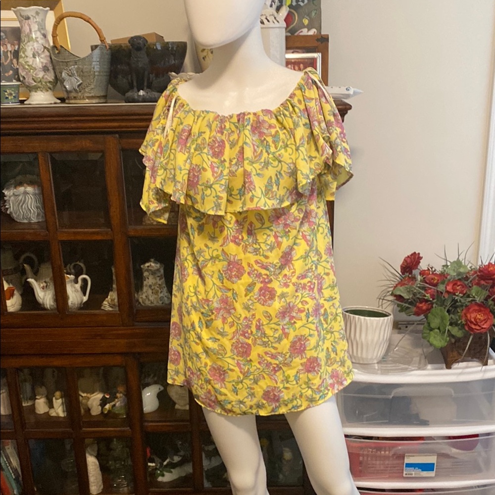 Blush Yellow Pink Off-Shoulder Sundress